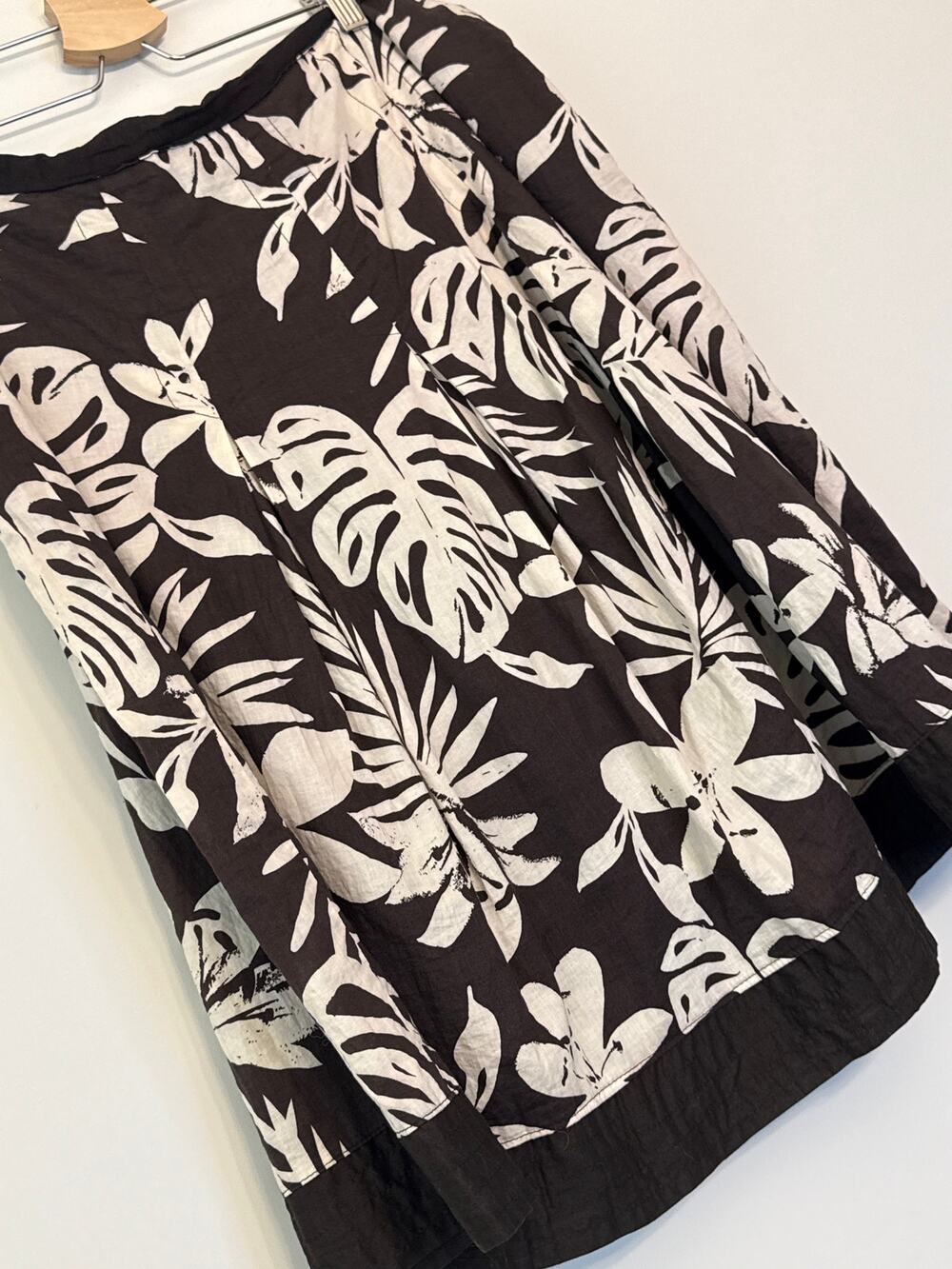 Chicos Brown Tropical Leaf Print Midi Skirt 3X